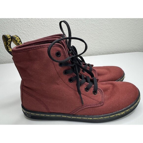 Dr. Martens Shoes - Dr Martens Shoreditch Women's Maroon Canvas Boots Size 8